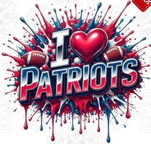 (2 Qty) I Love Patriots Football Paint Blast - DTF transfer