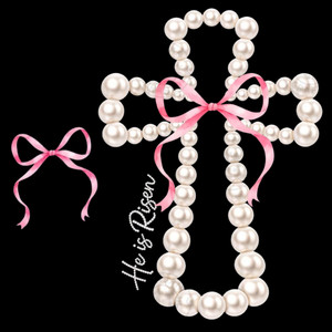 (2 qty) He Is Risen Pink Bow DTF transfers