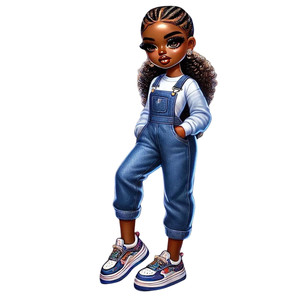 (2 qty) African American Character In A Denim Overall Outfit DTF transfers