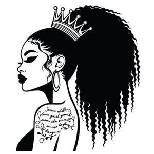 (2 qty) Woman With Voluminous Ponytail And A Crown DTF transfers