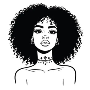(2 qty) Afro Girl With Geometric Neck Tattoo DTF transfers