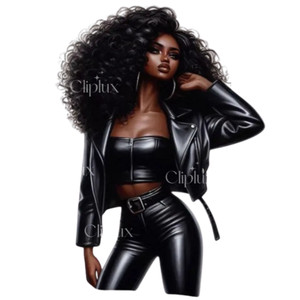 (2 qty) Edgy Leather Afro Baddie DTF transfers