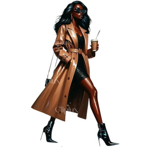 (2 qty) Chic Trench Coat City Diva DTF transfers