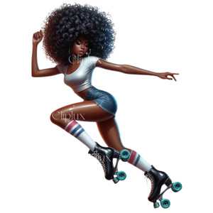 (2 qty) Roller Skating Afro Diva DTF transfers