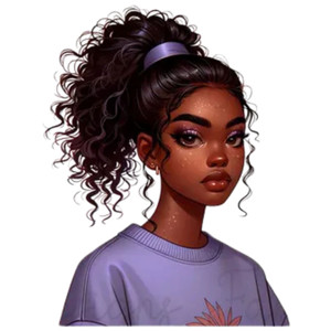 (2 qty) Woman With Curly Hair And Sparkling Makeup DTF transfers