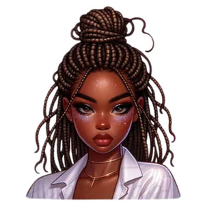 (2 qty) Woman With Long Braids Styled In A High Bun DTF transfers