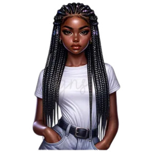 (2 qty) Woman With Braided Hairstyles DTF transfers
