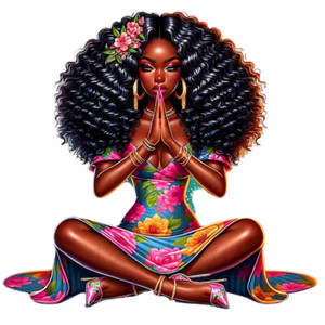 (2 qty) Woman With A Large Afro Hairstyle Adorned With Flowers DTF transfers