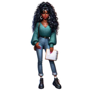 (2 qty) Woman Wearing A Green Sweater And Jeans DTF transfer