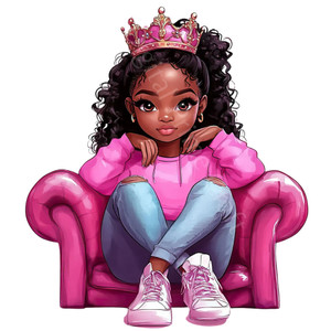 (2 qty) Young Girl Wearing A Crown DTF transfer