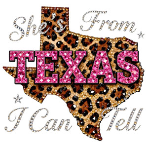 (2 qty) She's from Texas I can tell Map Gems - DTF transfers