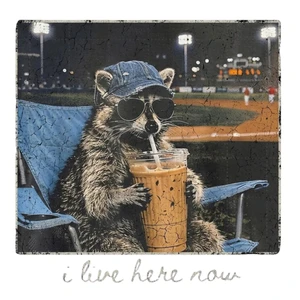 (2 qty) I Live Here Now Raccoon - DTF transfers