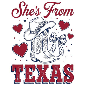 (2 qty) She Is From Texas Red - DTF transfers
