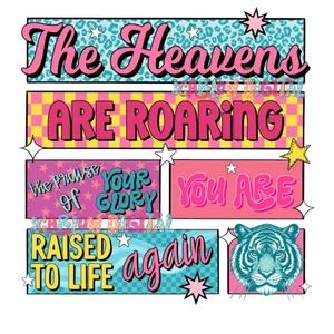 (2 qty) Retro Heavens Are Roaring - DTF transfers