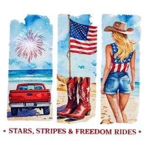 (2 qty) Star Stripes Freedom Ride - DTF transfers