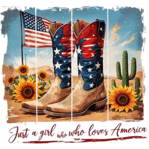 (2 qty) Just A Girl Who Love Love America - DTF transfers