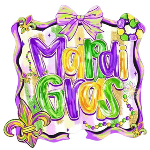 (2 qty) Mardi Gras Colorful Retro- DTF transfers