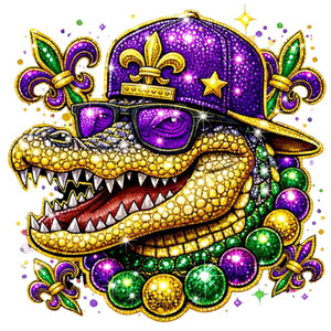 (2 qty) Mardi Gras Crocodile Gems - DTF transfers