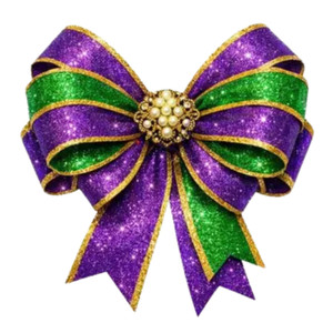 (2 qty) Mardi Gras Glitter Bow - DTF transfers