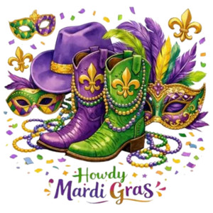 (2 qty) Howdy Mardi Gras - DTF transfers
