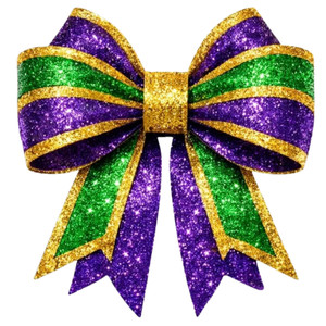 (2 qty) Mardi Gras Big Glittery Bow - DTF transfers