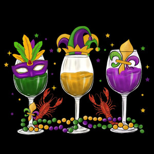 (2 qty) Mardi Gras Glass - DTF transfers