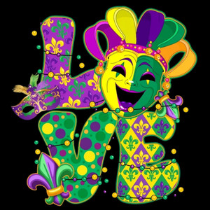 (2 qty) Mardi Gras Love - DTF transfers