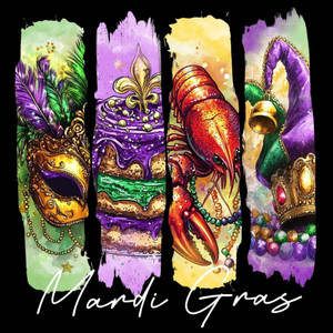 (2 qty) Mardi Gras White - DTF transfers