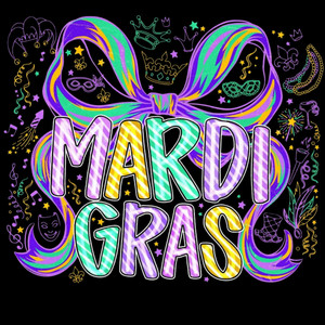 (2 qty) Mardi Gras Thin Ribbon Bow - DTF transfers