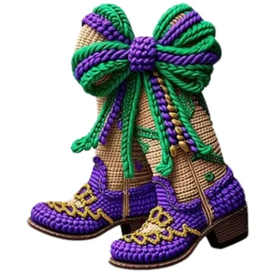 (2 qty) Mardi Gras Boots Yarn - DTF transfers