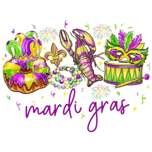 (2 qty) Mardi Gras Drum - DTF transfers