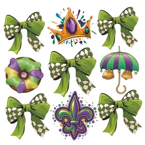 (2 qty) Mardi Gras Green Retro - DTF transfers