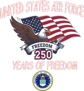 (2 Qty) US AIR FORCE 250 year of Freedom United States - custom DTF transfer