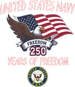 (2 Qty) US NAVY 250 year of Freedom United States - custom DTF transfer