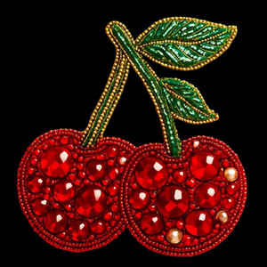 (2 Qty) Cherry Rhinestone - DTF transfer