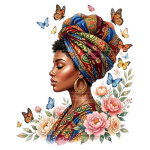 (2 Qty) Cool Boho Girl Head Scarf - DTF transfer