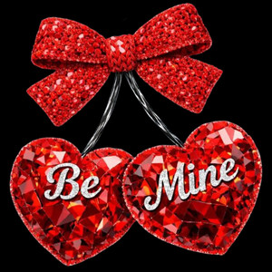 (2 Qty) Be Mine Heart Cherry Bow - DTF transfer