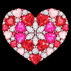 (2 Qty) Crystal Heart - DTF transfer