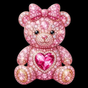 (2 Qty) Pink Teddy Bear Rhinestones - DTF transfer