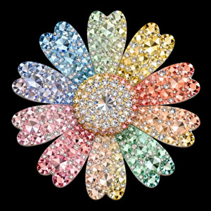 (2 Qty) Pastel Rhinestone Flower - DTF transfer