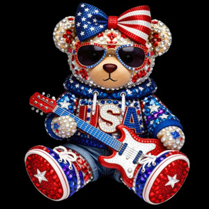 (2 Qty) USA Rockstar Teddy Bear- DTF transfer