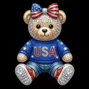 (2 Qty) USA Teddy Bear - DTF transfer