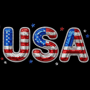 (2 Qty) USA Flag Rhinestone - DTF transfer