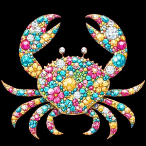 (2 Qty) Pastel Rhinestones Crab- DTF transfer