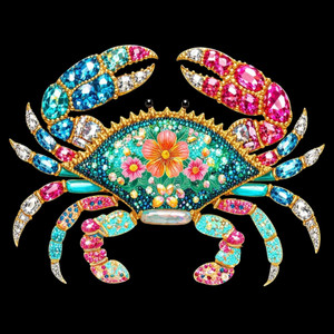 (2 Qty) Pastel Rhinestones Beautiful Crab- DTF transfer