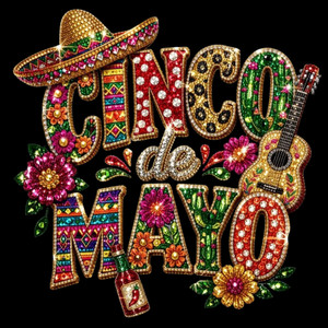 (2 Qty) Cinco De Mayo Rhinestone- DTF transfer