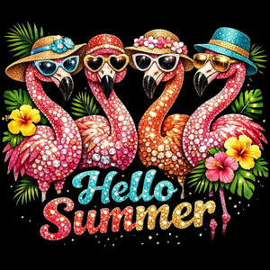 (2 Qty) Hello Summer Rhinestones - DTF transfer