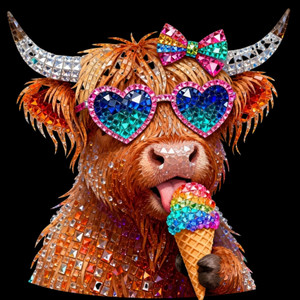 (2 Qty) Buffalo Ice cream Party Rhinestones - DTF transfer