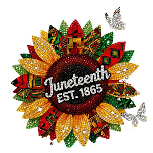 (2 Qty) Juneteenth Rhinestone Sunflower DTF transfer
