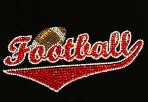 Football Mascot Red Rhinestone Transfer Iron on
